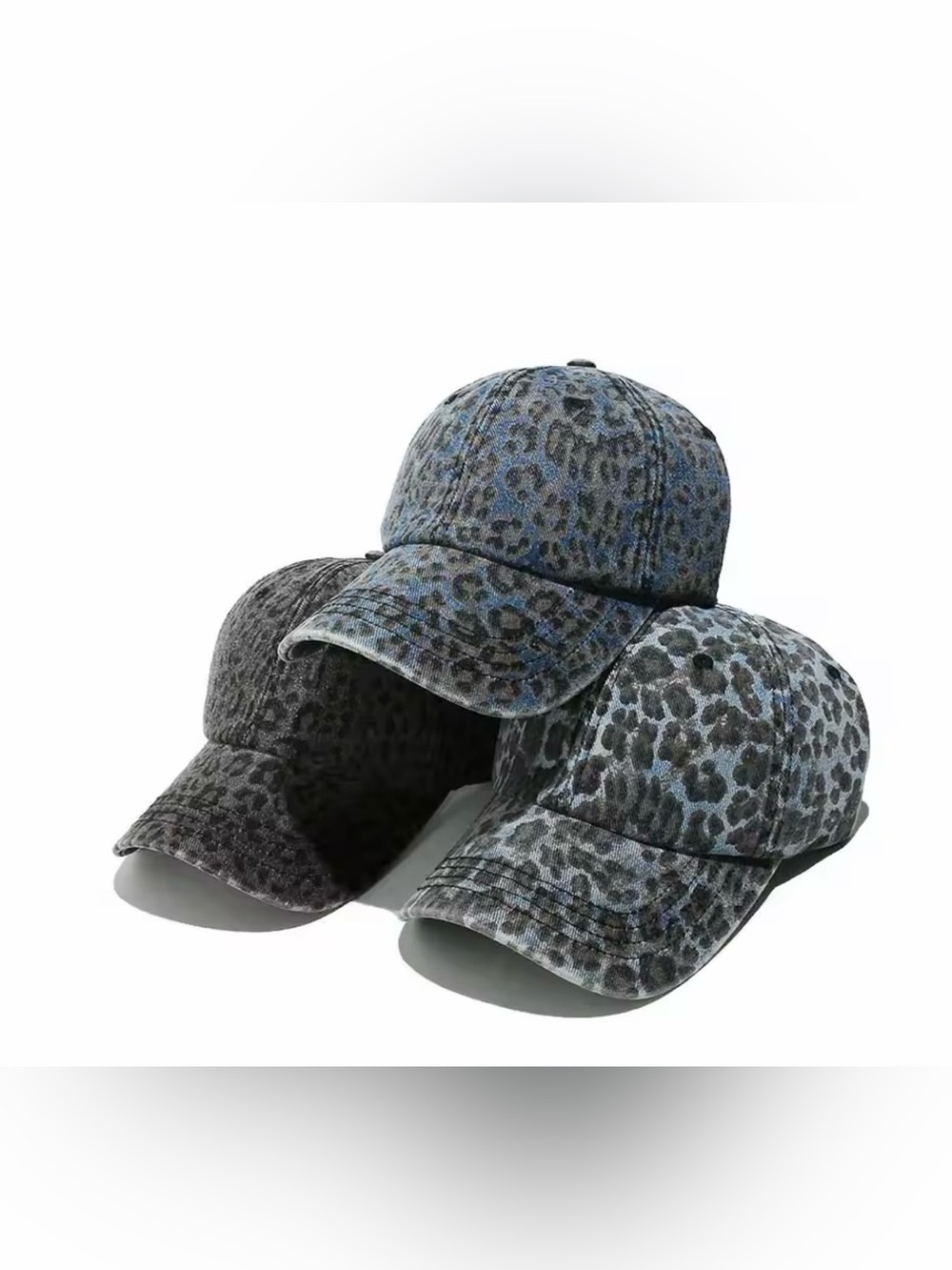 Leopard Print Baseball Cap - Blue/Gray